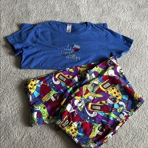 Needy Me Pajama Set-"I Need Liquid Therapy"-Size M -Drawstring